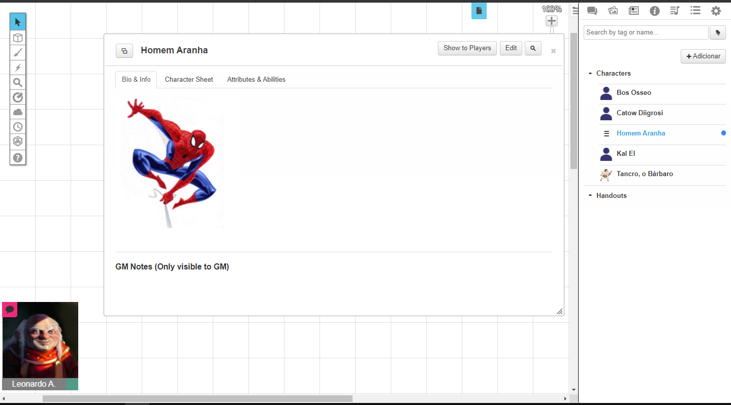 Escolha do personagem Homem-Aranha